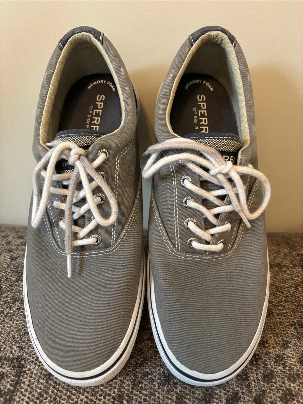 Sperry Top-Sider Men's Halyard CVO Canvas Sneakers Gray Size 11.5 Memory Foam
